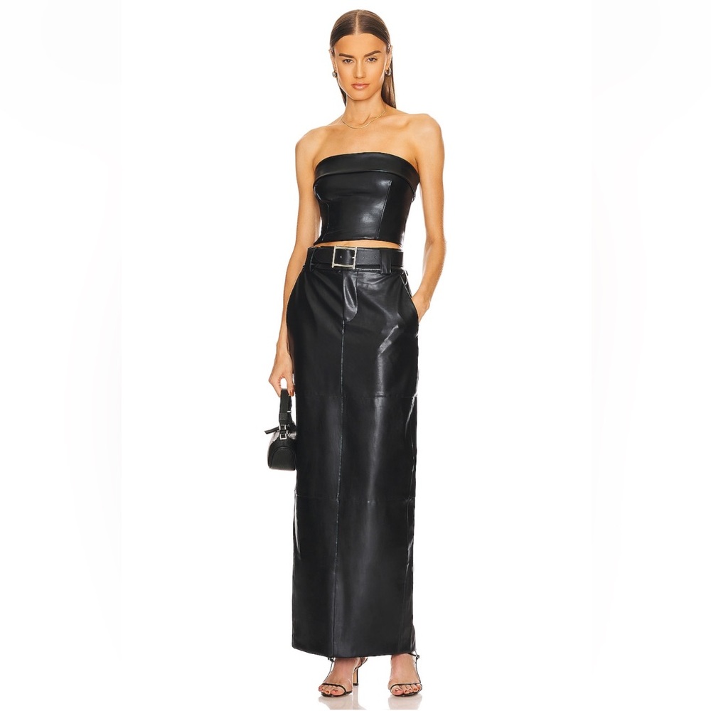 Helsa Faux Leather Midi Skirt